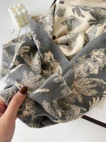 1條女性冬季椰樹假山羊絨圍巾、披肩、斗篷,適合日常穿著 - 灰色 - 查看 5