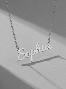 1pc Simple & Fashionable Stainless Steel Alphabet Pendant Necklace With Engraved Name For Men & Women Suitable For Vacation, Party, Daily Wear, Etc. - grace - View 15