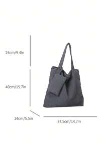 纯色 2 件/套手提包带零钱包，高端大容量，适合日常通勤和上学，学生手提包，多个隔层，非常适合海滩、学校、工作和日常使用 - 灰色 - 查看 6