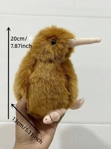 1入組毛絨奇異鳥填充動物玩具軟枕,可愛治癒,紐西蘭啟發生日和節慶禮物 - 棕色 - 查看 2