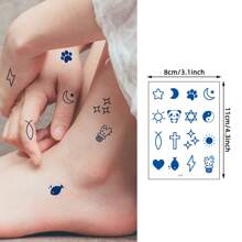 6入組草本手指暫時性紋身貼紙,防水、防汗,可長效貼約14天 - 彩色 - 查看 2