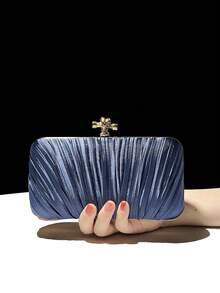 優雅，時尚且多功能的女士手袋，宴會晚宴包，輕奢鑲鑽深藍色晚宴派對手袋，晚禮服，斜挎鏈小包 - 藏蓝色 - 查看 2