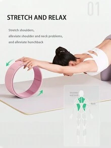 適用於初學者的瑜伽輪健身器材,可拉伸後背,背部彎曲環,普拉提圓 - 粉色 - 查看 2
