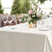 1 pieza Mantel rectangular de satén de 55*120 pulgadas, decoración de mesa de tela suave y brillante adecuada para bodas, novias, fiestas de cumpleaños y de graduación - Blanco - Ver 6
