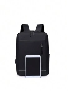 3 件套简约商务纯色大容量男士背包斜挎包钱包套装适合商务使用适合工作使用圣诞节爸爸礼物男士礼物男士礼品套装大学包父亲节礼物夏季新生书籍返校多功能宿舍大学 - 黑色 - 查看 8