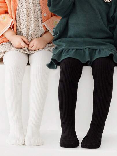 2入組女童純色束口絨面打底褲,柔軟舒適,適合秋冬日常穿著