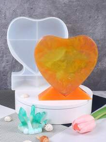 1pc Valentine's Day Photo Frame Resin Mold, Heart Shaped Epoxy Resin Mold, Suitable For DIY Home Desktop Decor Craft Making - White - View 11