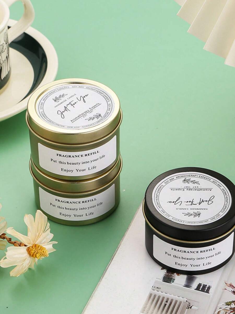 1 件鐵盒香氛蠟燭 - 純手工大豆蠟,家用,臥室,無煙,生日禮物,香薰 - 金色 - 查看 1