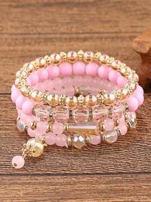 4 cái/bộ Châu Âu và Châu Mỹ Phong cách Đúng mốt Đơn giản , Cao quý Và Thanh lịch Nhiều lớp Hoa hồng Tua Ly Vòng tay cườm Đối với Quý cô , Lý tưởng Ngày lễ tình nhân Qủa tặng - B0054S - Xem 2