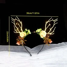 聖誕節花仙子鹿角發光頭帶 - 彩色 - 查看 5