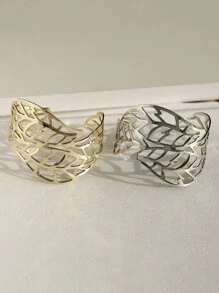 Hollow Out Cuff Bangle - Silver - View 5