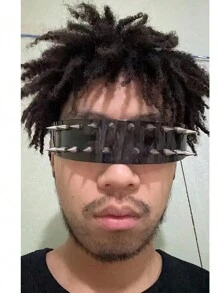 1pair Fashionable Cyberpunk Style Party Glasses, Street Snap Funny Spectacles - Black - View 1