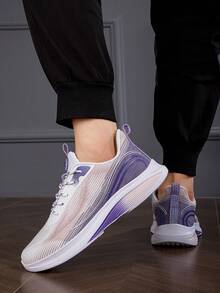 男士輕量化低幫正面系灰色運動鞋,適合健身、遠足和旅遊 - 灰白色 - 查看 1