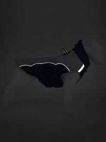 Dog Winter Warm Vest Coat, Pet Adjustable Chest Girth Feather Clothing With Night Reflective For Small Medium Large Dogs - Navy Blue - View 8