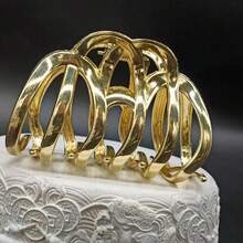 1入組女士金屬幾何紋理波浪合金髮夾，適用於馬尾、髮夾，時尚髮飾，適用於日常使用 - 金色 - 查看 7