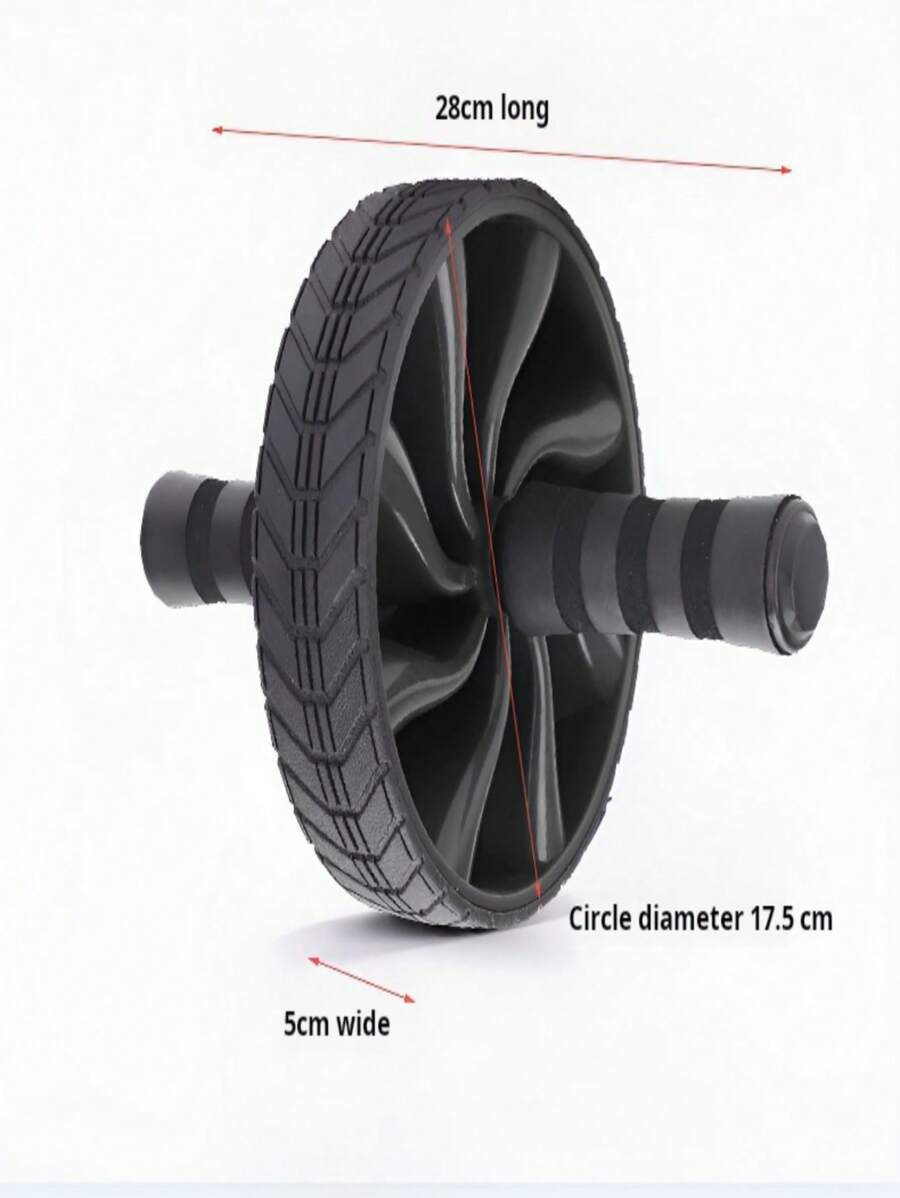1pc 5cm Wide TPE Wheel Stainless Steel Pipe Single Abdominal Wheel For Indoor Exercise Equipment - Black - View 1