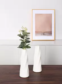1個白色塑料花瓶,防摔落,可用於起居室、陽台、化妝檯裝飾,進行水栽花佈置 - 白色 - 查看 1