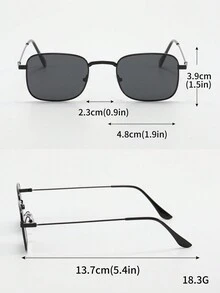 1pc Square Shaped Fashionable Men's Eyeglasses - Black - View 4