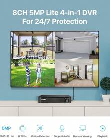 ZOSI H.265+ 5MP Lite 4 Channel Hybrid 4-In-1 DVR Surveillance Recorder, Support Analog/AHD/TVI/CVI 720P/1080P Security Camera, Motion Detection, Remote Access, Alert Push - Black - View 4