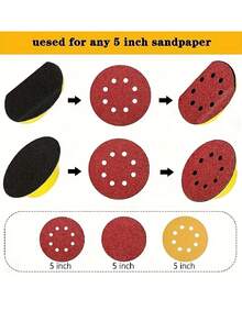 1pc 5-inch Hook And Loop Hand Sanding Block, Sandpaper Mouse Pad With Hook Backing Plate Used For Sanders Polisher Woodworking - Yellow - View 3