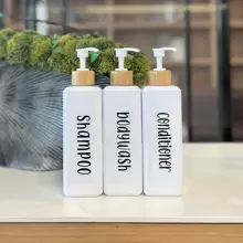 3个/套 500毫升方形塑料分装瓶，适用于洗发水、护发素、沐浴露、润肤露，家居浴室装饰，秋季，返校季 - 白色 - 查看 2