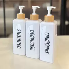 3个/套 500毫升方形塑料分装瓶，适用于洗发水、护发素、沐浴露、润肤露，家居浴室装饰，秋季，返校季 - 白色 - 查看 3