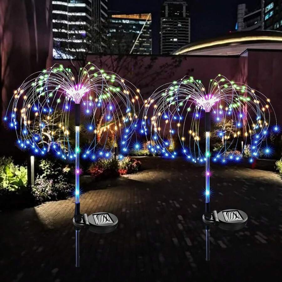 太陽能煙火燈、太陽能花園燈,8種照明模式60/90/150/200led太陽能煙火燈戶外防水煙火太陽能串燈,適用於花園露台、萬聖節、聖誕節、婚禮裝飾、牆面裝飾、旅行、野營、派對,是聖誕節生日禮物的絕佳選擇 - 冷白/暖白/彩色庭院燈