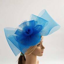 1件新娘婚禮紅色帽子頭飾,鸞鳳配茶會羽毛面紗頭飾