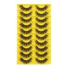 10對假睫毛假眼睫毛,人造貂毛毛絨假睫毛,柔軟豐盈厚密逼真的假睫毛延長 - 黑色 - 查看 7