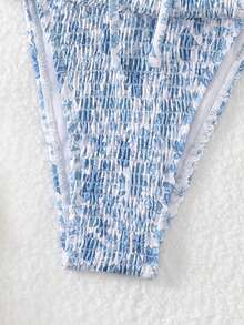 印花比基尼套装 夏季 - 藍色 - 查看 5