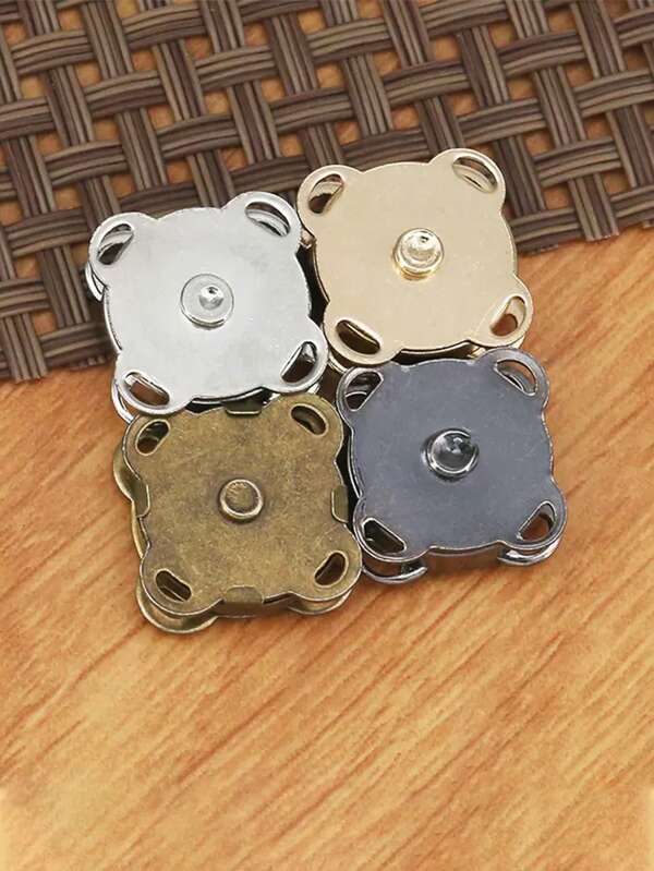 4pcs/Pack Random Color Plum Blossom Magnetic Snap Button, Invisible Snap Button, 3 Different Sizes, Versatile Colors