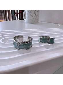 Blue Couple Rings Set - Blue - View 7
