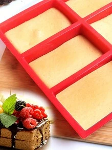 1pc Silicon Cake Mold, 9 Cavity High Temperature Resistant 3d Diy Baking Tool, Suitable For Bread, Jelly, Cake, Soap Making - Red - View 3