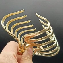 1入組女士金屬幾何紋理波浪合金髮夾，適用於馬尾、髮夾，時尚髮飾，適用於日常使用 - 金色 - 查看 3
