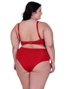 Plus Size Bra & Panty Sets - 紅色 - 查看 2