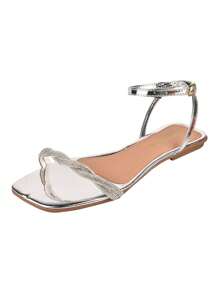 Women Flat Sandals - Silver - View 2