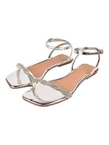 Women Flat Sandals - Silver - View 1