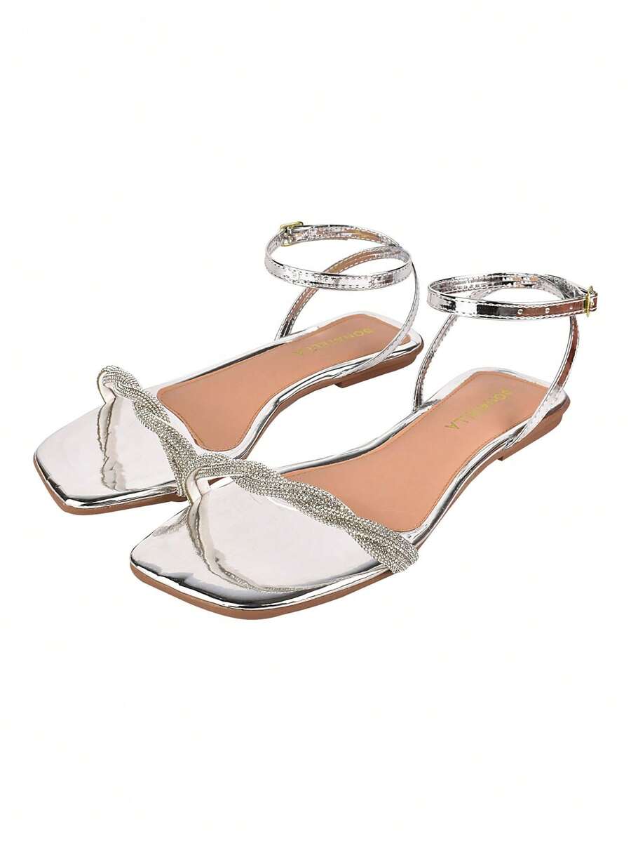 Women Flat Sandals - Silver - View 1