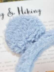 1入超可愛毛絨韓國風冬季兒童女孩耳套,可拉伸且防凍