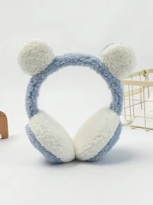 1入超可愛毛絨韓國風冬季兒童女孩耳套,可拉伸且防凍