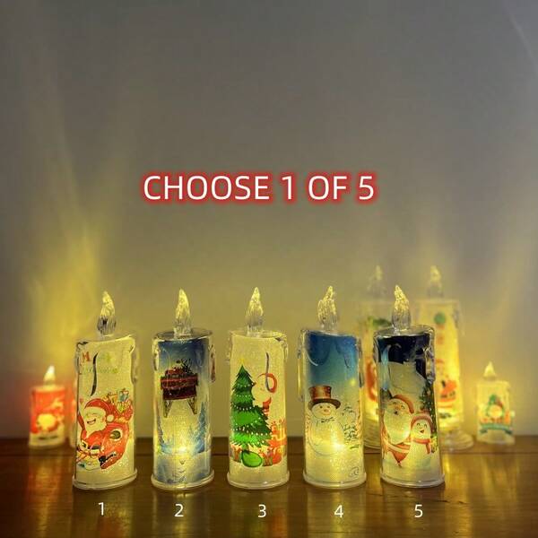 A Plastic Candleshaped Color Changing Christmas Themed Warm Light