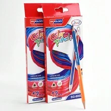 Una caja de 12 lápices de dos colores, juego de 24 colores, para dibujar y colorear - Multicolor - Ver 7