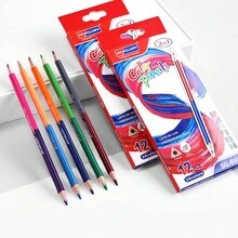 Una caja de 12 lápices de dos colores, juego de 24 colores, para dibujar y colorear - Multicolor - Ver 2