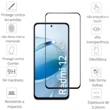 Capa Capinha Anti Impacto + Película Premium 9D Cerâmica + Película de Câmera Para Redmi 12 - Transparente - Visão 4