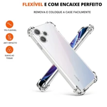 Capa Capinha Anti Impacto + Película Premium 9D Cerâmica + Película de Câmera Para Redmi 12 - Transparente - Visão 5