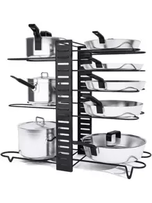 Organizador Ollas y Sartenes de 8 Niveles Ajustables 3 Modos de Uso - Negro - Ver 1