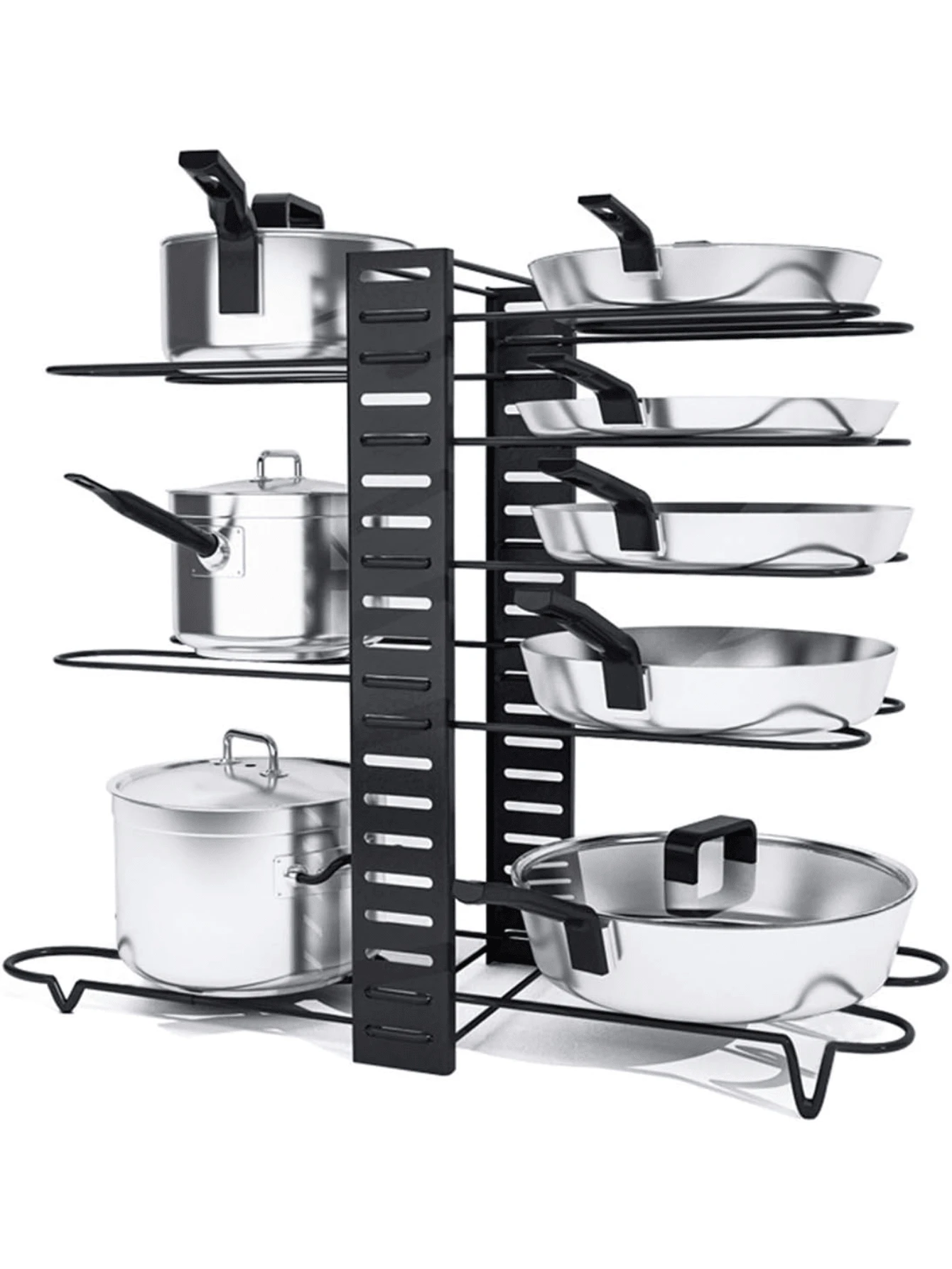 Organizador Ollas y Sartenes de 8 Niveles Ajustables 3 Modos de Uso - Negro - Ver 1