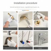 水龍頭冷熱進水軟管加長304不銹鋼織物上水管尖頭面盆洗臉盆配件 - 銀色 - 查看 4