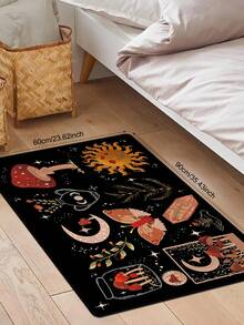 1Pc Vintage Living Room Plant Printed Rug Soft Washable Area Rug Decorative Floor Mat For Bedroom Living Room Bathroom Home Decor - Multicolor - View 6