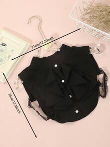 1入女士時尚雪紡黑色宮廷風格半身襯衫,假領子設計,適合搭配西裝和毛衣 - 黑色 - 查看 5